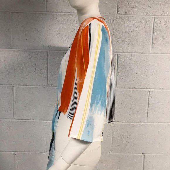 Womens NWT BCBGMAXAZRIA Stripe Tie Front Crop Top - Picture 5 of 9